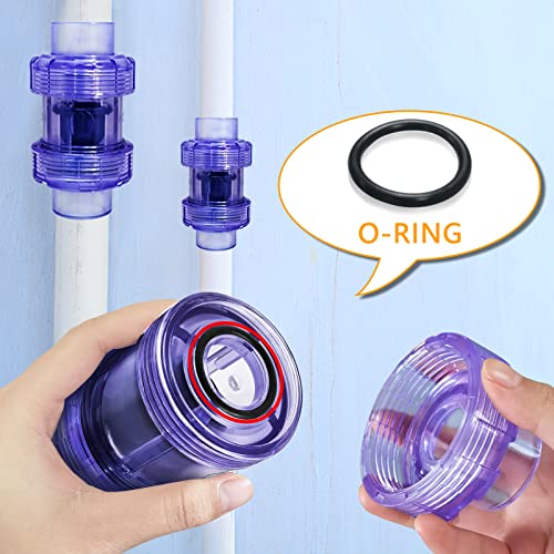 Clear UPVC Check Valve, 1inch Slip Swing Full Port Utility Double True Union Check Valve, UPVC No-return Valve, Sch80 Socket End Pool Ball Check Valve for Backflow Prevention