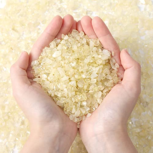 MAIBAOTA Natural Citrine Crystal Quartz Rocks Chips Vase Filler Rocks for Succulent Plant Small Fish Tank Aquarium Gravel Decorative Pebbles Stones(200 gram) - color: Yellow-Citrine Crystal, size: 0.45 Pound
