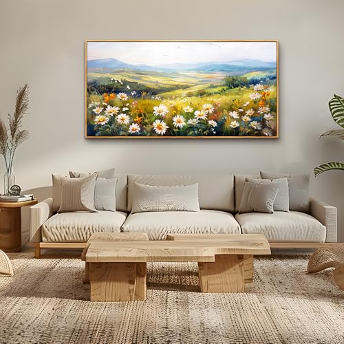 ZUITINGHUA Large Wood Framed Wall Decor For Living Room Canvas Wall Art For Office Modern Wall Decorations For Bedroom Pastoral Scenery Painting Flower Pictures Artwork Room Home Decor 24x48 In - color: Pastoral Wood Framed 1, size: 48"L x 24"W