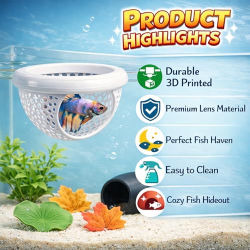 CZFDHP Betta Hammock, Floating Betta Hide, 6 PCS Fish Tank Decorations with Aquarium Plants, Betta Fish Tank Accessories for Resting and Hiding, Multi-Functional Play Spaces with Leaf Pads and Tunnel