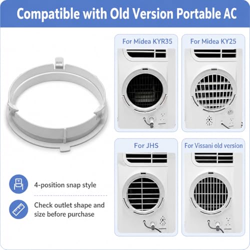 Portable Air Conditioner Exhaust Duct Connector, Outer 6.69 Inch Inner 5.9 Inch 4-Position Snap Hose Replacement for Midea KYR35 KY25 JHS Vissani Old Version Portable AC - style: KYR 35