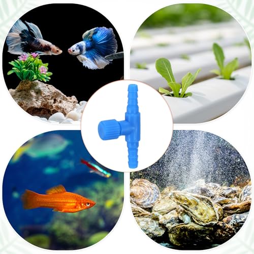 M METERXITY 20-Pack Aquarium Air Valve for 3/16" Airline Tubing PVC Aquarium Air Control Valves for Fish Tanks/Aquaculture, Regulators Air Pump Adjustable Valve[Blue]