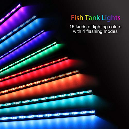 MQ 20 in Submersible LED Aquarium Light, 3.5W Color Changing Fish Tank Light with Remote Control, IP68 Crystal Glass 24 LEDs Lights Bar, for Fish Tank 25-30 inch - size: 24LED-Length 20"