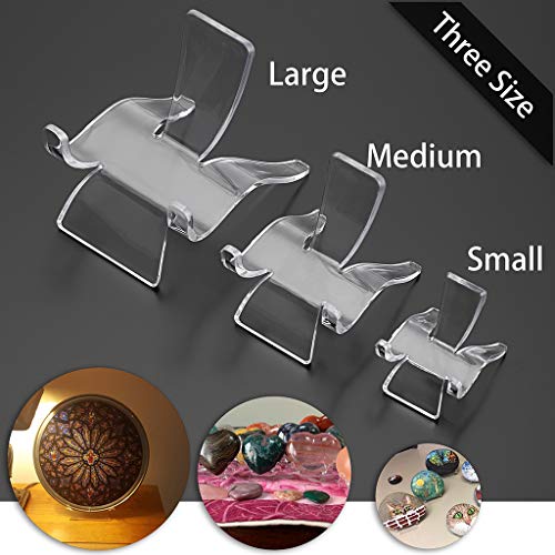 Hipiwe 10 Packs Acrylic Triangle Display Holder - Clear Plastic Display Easel Stands for Geodes Rock Mineral Agate Fossil Coral Small Collectibles Display Stands, Large - size: Large