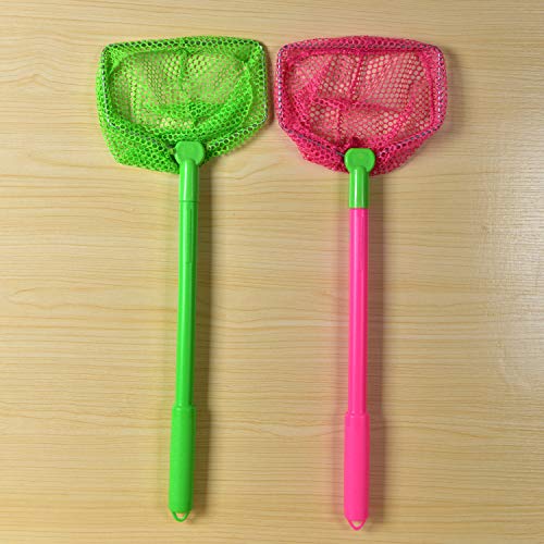Coopay 2 Pieces Butterflies Fishing Net Catching Bug Floating Bait Beach Nets for Outdoor Playing - color: Rose Red + Green