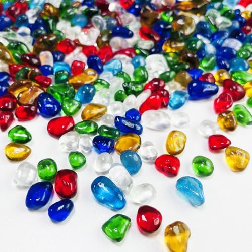 Glass Stones, 0.85LB/385g Aquarium Gravel Rocks, Mixed Color Aquarium Pebbles for Fish Tank, Sea Glass Rocks for Vase Filler Craft - color: Rainbow