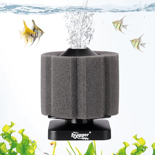 hygger Self-Sinking Sponge Filter for 3–30 Gallon Aquarium, Air Powered Foam Filter for Freshwater & Saltwater Tanks, Betta & Shrimp Safe - size: S