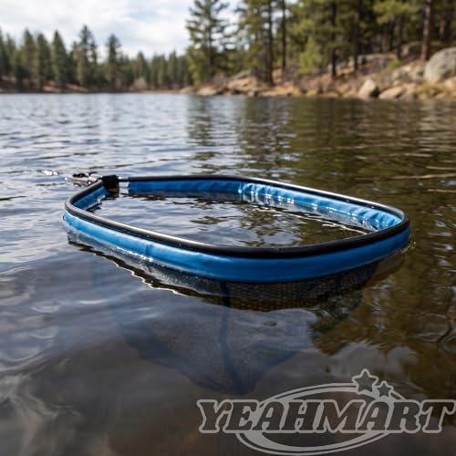 Yeahmart Floating Fishing Landing Net for Fresh & Saltwater, Foldable Telescopic Pole with Rubber Coated Mesh, Portable Collapsible Fish Net Gear for Kayak Boat Trout Bass, Blue, 31.5/39.3/47.2 inch - size: 31.5" Total Length (Fixed Handle)