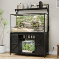 VOWNER Farmhouse Reptile Tank Stand with Power Outlet, 48" X 24" Tabletop Fits up 120 Gallon Bearded Dragon Tank, Heavy Duty Aquarium Stand with Storage Cabinet, Reptile Turtle Terrarium Stand Black - color: Black