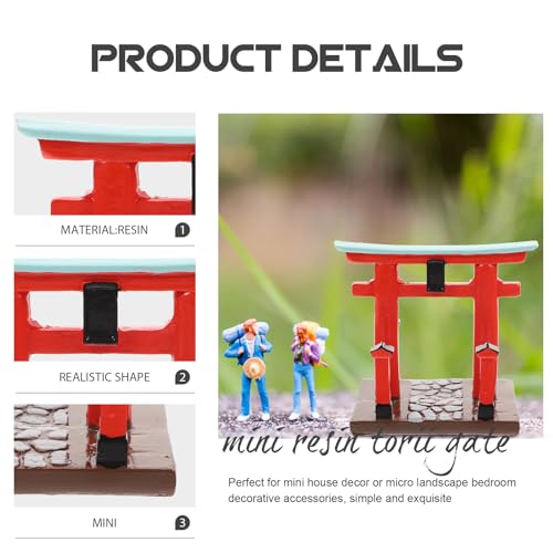 Garneck Japanese Torii Gate Shinto Ornament Shrine Temple Fairy Zen Gardens Decor Japan Altar Shelf Torii Gate Statue Landscape Miniatures for Home Fish Tank Aquarium Decorations