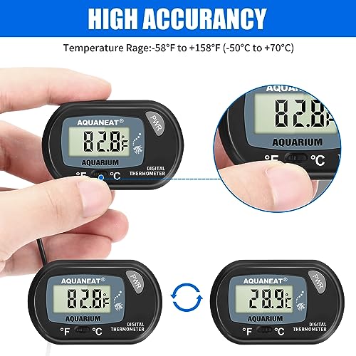AQUANEAT Aquarium Thermometer, Fish Tank Thermometer, Digital Temperature Test, with Large LCD Display (6 Packs) - size: 6 Packs