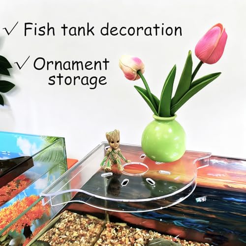 2 Pcs Aquarium Plant Holder for Rimless Fish Tank, Upgraded Aquarium Plant Holder, Corner Shelf for Fish Tank Top for Aquatic Plants, Water Feature Decoration(White