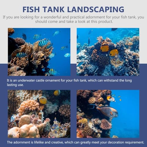 balacoo Fish Tank Castle Decor 5.70X4.33X4.33In Aquarium Underwater Castle Ornament Resin Hideout for Betta Tropical Fish