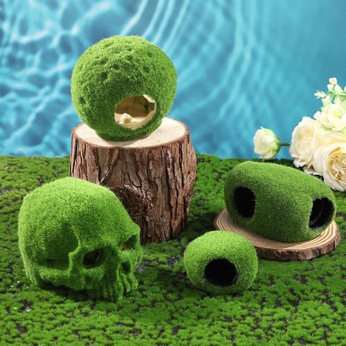 Aquarium Artificial Moss Cave Rock Decorations for Terrarium Shrimp Habitat Ornaments Artificial Cave Landscape for Fish Tanks Shrimp Habitat - color: A