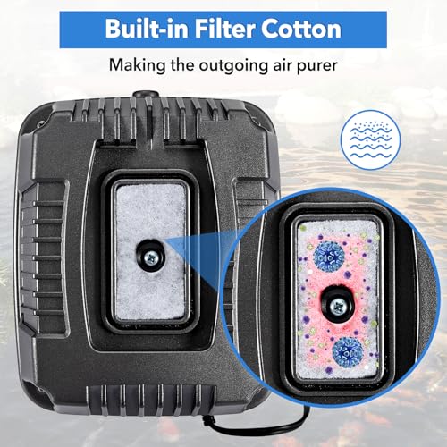 Linear Air Pond Pump, 855 GPH, Pond Aerators for Outdoor, with 8 Pcs Air Stones, for Fish Tank Koi Aquarium