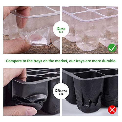 Bonviee 12 Packs Seed Starter Tray with Drainage Holes, Reusable & Durable, Clear for Root Monitoring, Easy to Repotted Without Root Damage, 12 Cells per Tray - color: Clear, size: 144 Cells, NO light