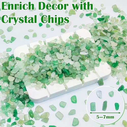 Kaiyuan Dynasty 230g Green Aventurine Crystal Chips Bulk, Natural Tumbled Gemstones Crushed Stones, Quartz Pebbles for Vase Fillers, Aquarium Gravel & Home Decoration - color: Green, size: 0.5LB
