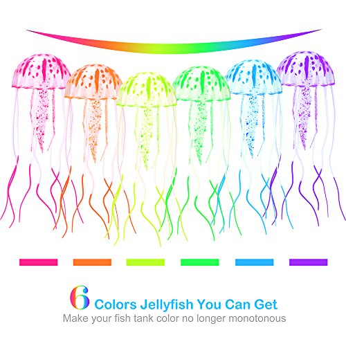 DaToo Aquarium Artificial Glowing Jellyfish Fish Tank Ornament Aquarium Silicone Decoration, 6 Pack, 1 Yr Warranty