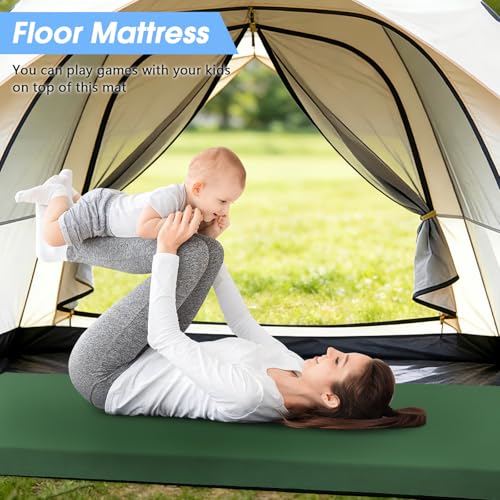 CYMULA 3 Inch Memory Foam Camping Pad, Camping Essentials Roll Up Floor Mat for Car Camping, Cot, Tent, Truck, Travel and Guest Use, Non-Slip Waterproof Bottom, Removable Cover - color: DARK GREEN, size: Cot:72*24*3