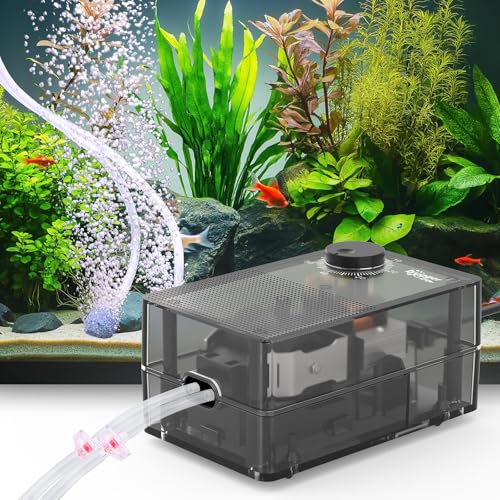hygger See-Through Air Pump for Aquarium: Adjustable Oxygen Pump，Silent Powerful Aerator Pump 3.5W 2 Air Outlets Ultra Silent for Large Medium Fish Tank,Hydroponic Systerm, Household Commercial Use - size: 3.5W