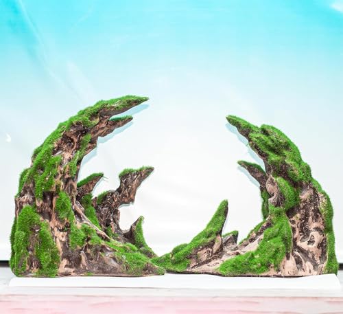 Novelsite Fish Tank Accessories, Aquarium Decorations, Scenery, Rock Ornaments - Create Aquatic Beauty with Premium Aquarium Decorations,14.4" W x 7.1" H x 3.4" D - color: Green Rockery, size: Canyon-M