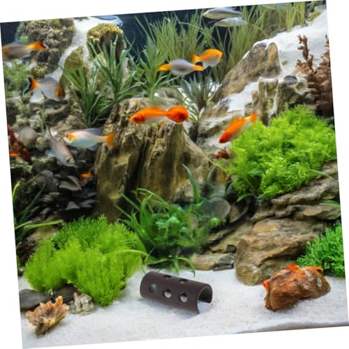 2pcs Ceramic Aquarium Shrimp Shelter Cave Red Clay Tree Stump Design, Fish Tank Hiding House for Breeding Betta and Shrimp, Aquarium Decoration Hideaway for Spawning and Resting
