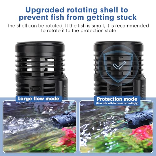 hygger 1320GPH Aquarium Wave Maker Pump with Strong Magnetic Suction Base, Ultra-quiet 360 Degree Rotating Submersible Power Head, for 20-60 Gal Freshwater Saltwater Tank - size: S-8W For 20-60Gal Tank