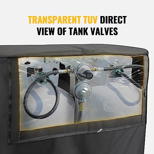 BougeRV Propane Tank Cover, Visible Valve, Fit Dual 30lb Tanks, Waterproof 600D Oxford Replacement Covers for Trailer/Camper, RV Parts Accessories (Black) - size: 30LB