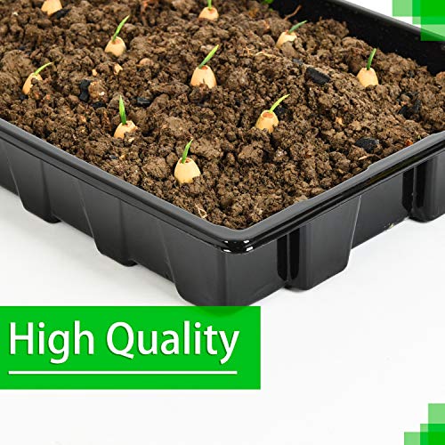 YoleShy 10 Pack Seed Starter Tray Reusable Plastic Plant Seedling Starter Trays Thickened Sturdy Durable for Germination Growing Microgreens Planting Propagation, Without Drain Holes, 14.5"x9" - size: 10 Pack - Black