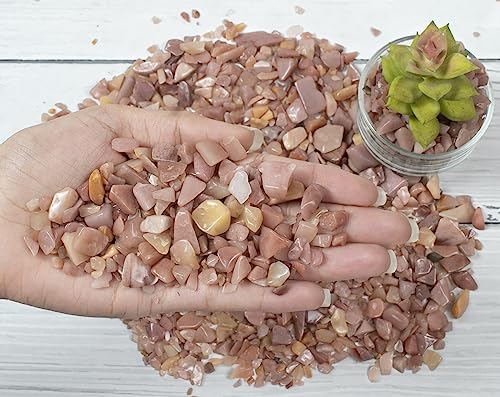Crocon 1/2 LB Crushed Pink Opal Chips Bulk Stones 1100+ Carats Natural Quartz Pieces Irregular Shape Gemstones for House Warming Gifts New Home and Chakra healing crystals Home D�cor gifts for women - color: Pink Opal, size: 1/2 Pound