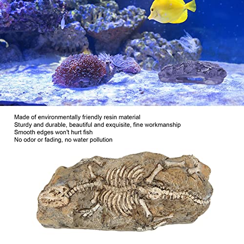 GLOGLOW Aquarium Dinosaur Decoration Resin Ornament for Fish Tank, Prehistoric Statue Hideaway Cave Decor for Betta Cichlid Shrimp, 6.5 Inch