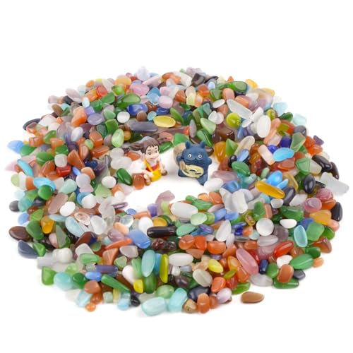 WAYBER Colorful Opal Pebbles, 1 Lb/460g Decorative Crystal Stones Rocks Sea Glass Gravel Sand for Aquarium/Turtle Tank/Succulent Plants/Flowerpot/Vase Decoration - color: Colorful Opal, size: 1 Pound