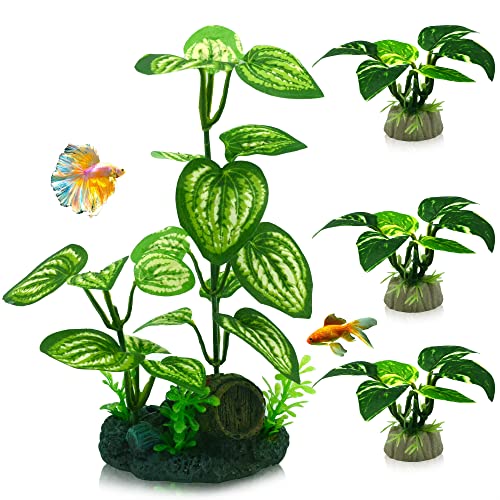 EDGCTYU Aquarium Silk Plants for Betta Fish Tank, Aquarium Plant Aquatic Water Grass Foreground Decor，Fish Tank Decorations(4PCS Green Grasses) - color: Light Green, size: small 4
