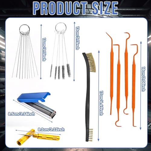 9Pcs Carburetor Cleaning Tool, Professional Carb Jet Cleaning Kit & Welding Tip Cleaner with Stainless Steel Needles, Hooks & Brushes for ATV Motorcycle Chainsaw & Welder - color: D-Style-9PCS