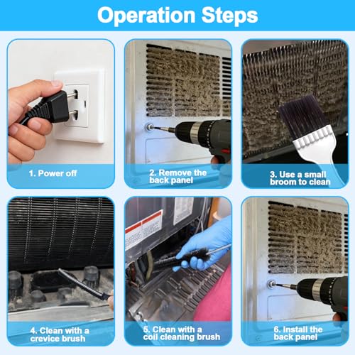 XANGNIER Refrigerator Coil Cleaning Brush Kit,5 Pack Fridge Coil Cleaner Tools Accessories,Sewer Drain Cleaner Brush for Toilet,Sink, Dryer Vent,Pipe,Shower,Appliance,Long Flexible Drain Brush - size: 5 pcs
