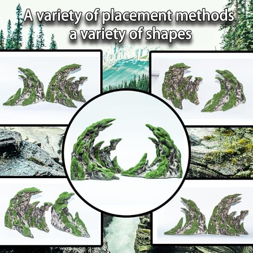Novelsite Fish Tank Accessories, Aquarium Decorations, Scenery, Rock Ornaments - Create Aquatic Beauty with Premium Aquarium Decorations,14.4" W x 7.1" H x 3.4" D - color: Green Rockery, size: Canyon-M