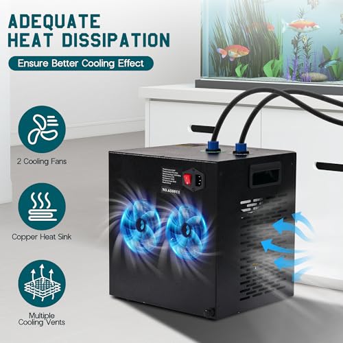Albott 79 Gal Aquarium Water Chiller, 1/3 HP Fish Tank Chiller with Water Pump & 2 Pipes, Quiet Compressor Aquarium Cooler for Axolotl, Coral, Shrimp Tanks & Hydroponics, 110V Black - size: 1/3 HP