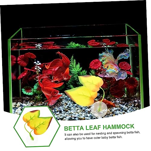 KESYOO Decorative Betta Fish Leaf Hammock Multi-Functional Pad for Comfortable Resting Spawning Aquarium Easy to Install Cup Leaf Ornament for Betta Tank Adornments