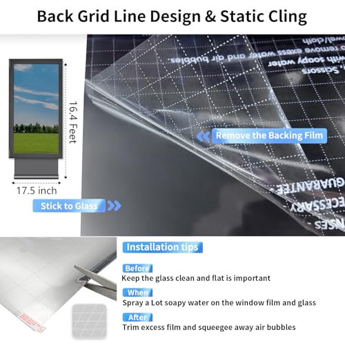 MAGIDEKOR Window Privacy Film One Way, Reflective Mirror Window Film Daytime Privacy, UV Sun Blocking Heat Control Static Cling, Window Tint for Home Office - 17.5 Inch X 16.4 Feet - color: One Way - Blue, size: 17.5 Inch X 16.4 Feet