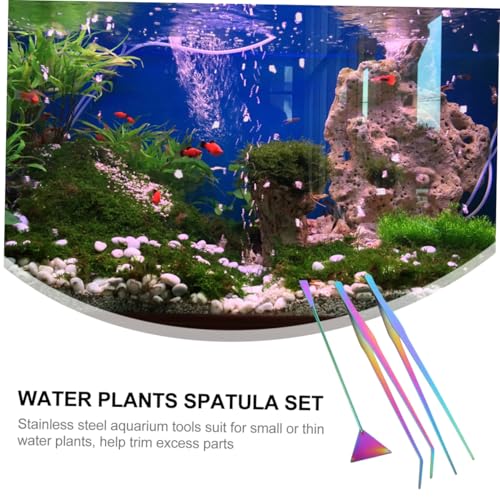 Toyvian 3pcs Aquascaping Tools Set for Aquarium Cleaning Stainless Steel Tweezers Spatula for Fish Tank Maintenance Durable Rustproof Water Plant Care Tools