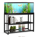 VOWNER 55-75 Gallon Fish Tank Stand - Metal Aquarium Stand, 48.4" x 14.9" x 29.5" Heavy Duty Reptile Tank Stand, Adjustable 2-Tier Fish Tank Rack Shelf for Home Office, Tank not Included, Black