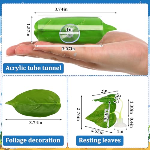 Kathfly 18 Pcs Aquarium Decorations Rock Set 4 Hideaway Rock Cave 2 Betta Fish Leaf Pad 1 Acrylic Tube Tunnel 11 Artificial Seaweed for Aquatic Pets to Breed Play and Rest Betta Shrimp Habitat