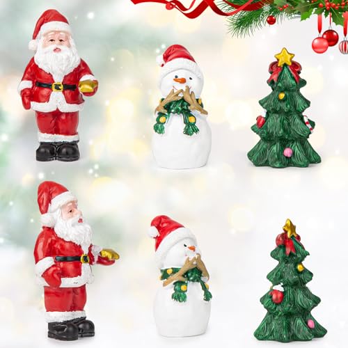 Christmas Aquarium Decorations 3PCS Resin Christmas Fish Tank Decorations Include Aquarium Christmas Tree & Snowman Christmas Figurines & Santa Claus for Christmas Fish Tank Supplies Table Decor