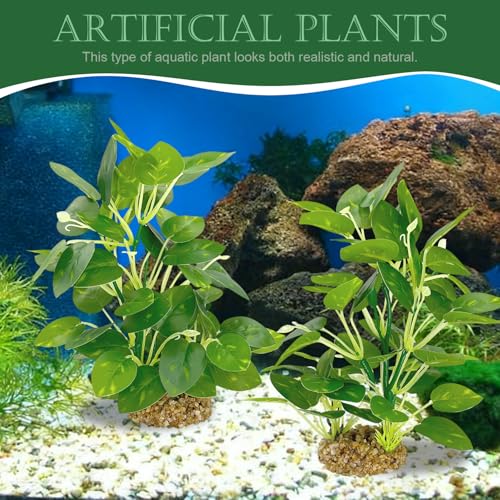 Silk Aquarium Plants (2-Pack) 9.8 Inch Artificial Plastic Fish Fish Habitat Decor, Small to Moderate Size Aquarium Decorations, Safe Green Plants for Freshwater Tanks