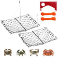 1 Pack/2 Pack Crab Trap, Castable Crabbing Net with Bait Clip Foldable Crab Snare with Red Gauge & Bait Clip for Dungeness, Blue Crabs & Lobster - Crabbing Equipment for Pier, Jetty & Surf Fishing - style: 2 Pack