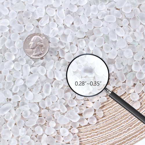 Keedolla 0.5 Lb White Frosted Sea Glass Stones Fish Tank Rocks Gravel Aquarium Glass Pebbles Marbles Gemstones for Vase Fillers, DIY Crafts, and Home Decor - color: Clear, size: 0.5 LB