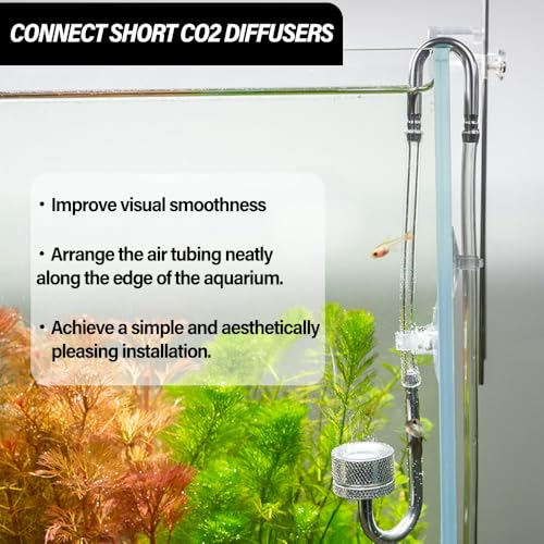 LINLAN 2-Piece Aquarium 304 Stainless Steel U-Tube Connector，Anti-Kink Design, Compatible with 4mm (0.16") ID Air Hose, Air Pump and CO2 Diffuser Accessory for Rimless Aquariums - size: 2 PCS 304 Stainless Steel