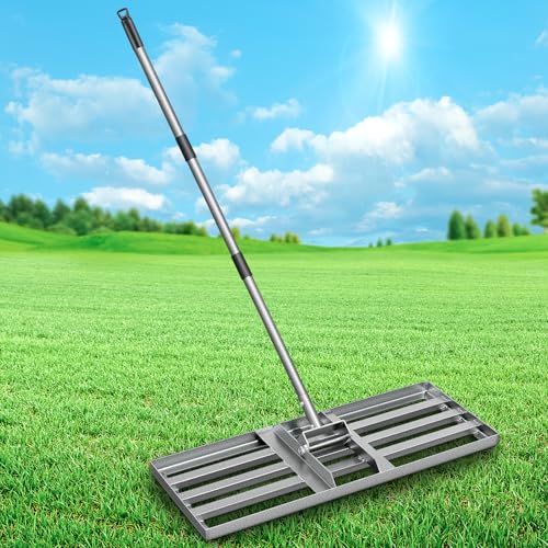 Lawn Leveling Rake, 30"x10" Heavy Duty Leveling Rake for Soil, Sand, Compost, Gravel, Steel Lawn Leveler with Adjustable Handle, Level Yard Tool for Backyard, Garden, Farm, Golf Course - style: 30*10 in