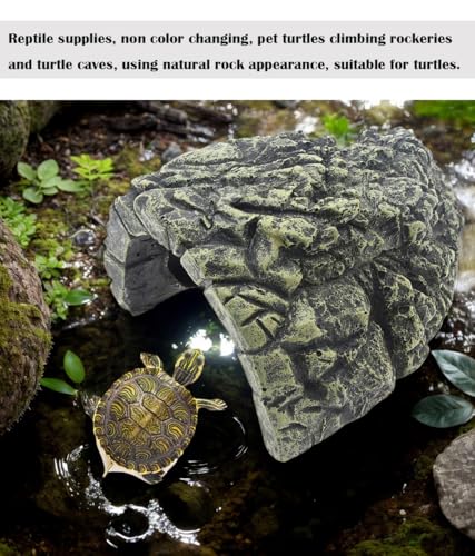 Reptile Hideout Cave, Aquarium Fish Hide Cave Decoration, Small Turtle Basking Platform Resin Rock Fish Tank Hides Habitat Decorations Reptile Hideout Nest Habitat