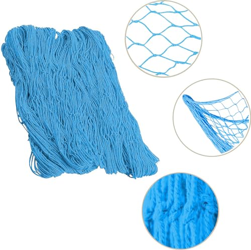 79 x 59 inch Nature Fish Net Wall Decoration with Shells, Ocean Themed Wall Hangings Fishing Net for Beach Party,Wedding,Photographing Decoration - color: 1pack Skyblue(no Shells)